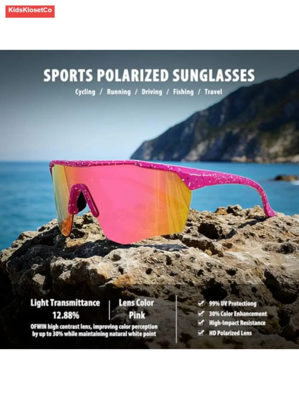 Polarized Sports Sunglasses for Youth Baseball Softball Cycling Running Age 5-15